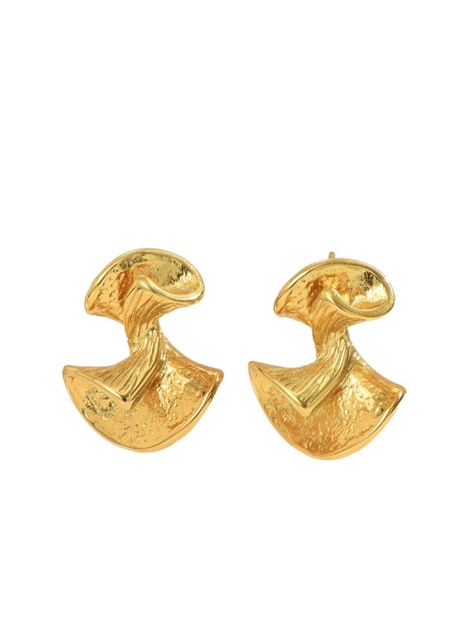 DAEVO Gold Plated Textured Twisted Geometric Stud Earrings Women Vintage Minimalist Daily Party Gift Jewelry - Image 5